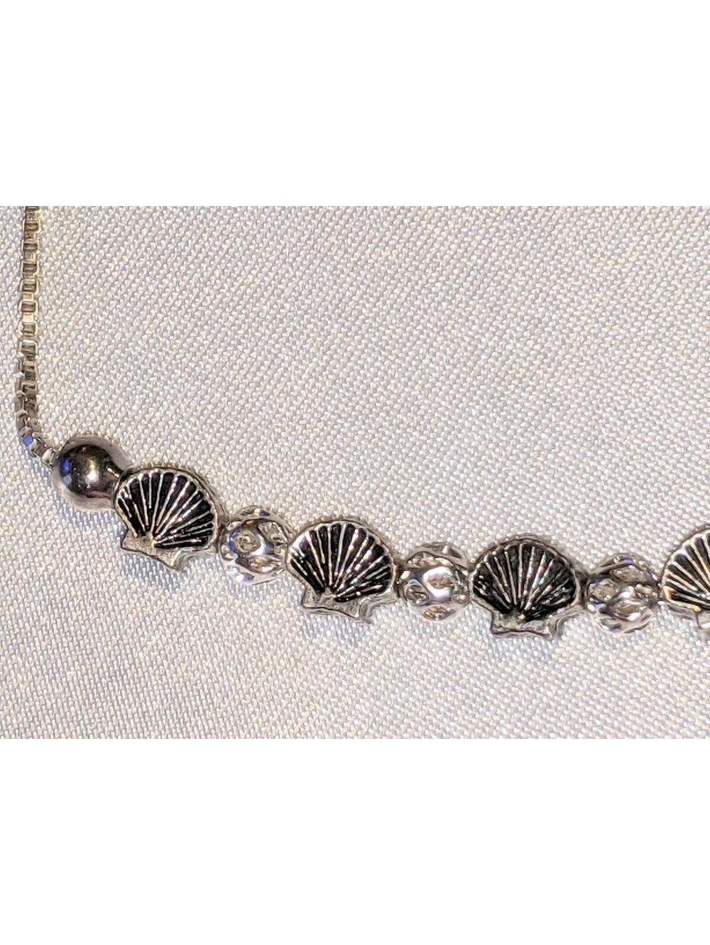 Alex and Ani SEASHELL Anklet Two Tone Shiny Silver Adjustable EUC - Picture 4 of 6